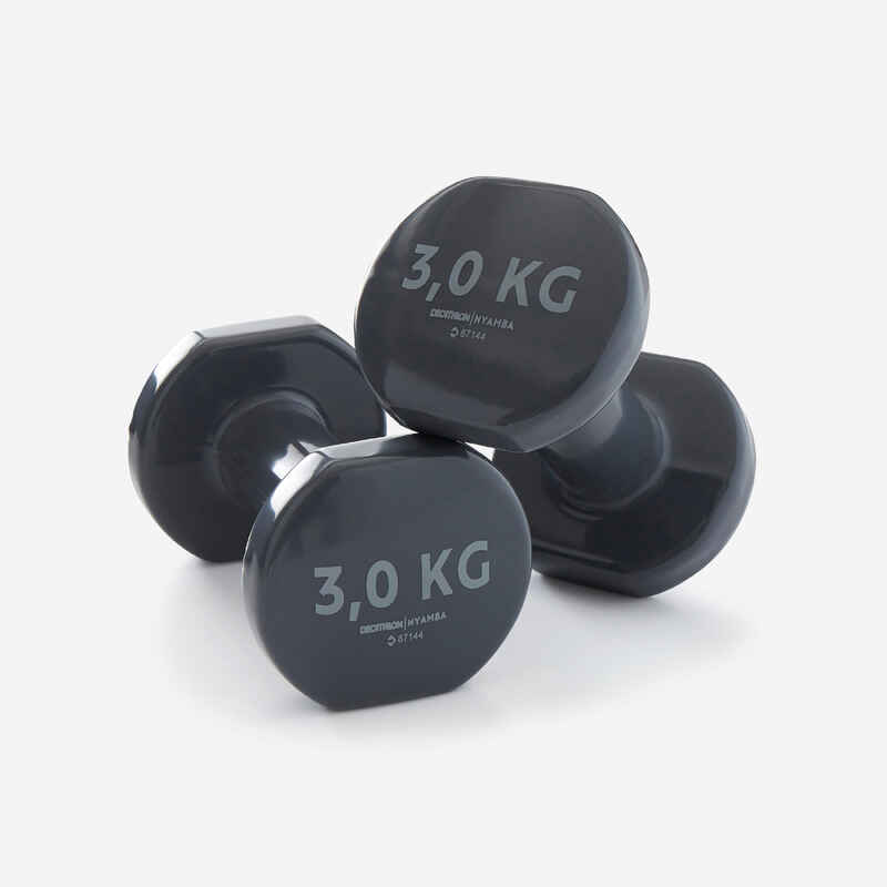 Fitness 3 kg Dumbbells Twin-Pack - Grey