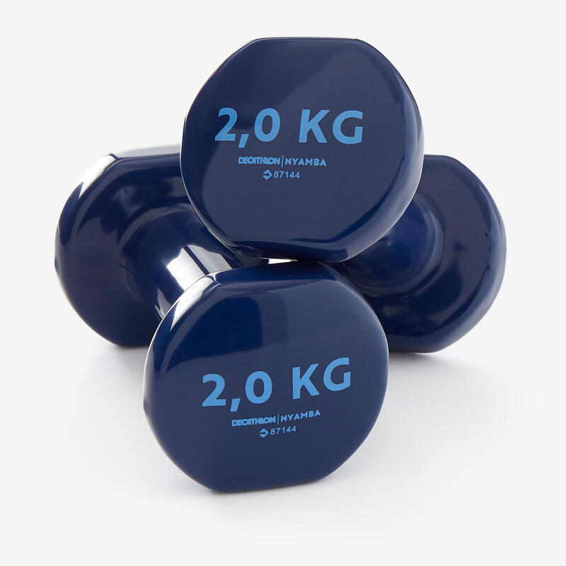 Mancuernas Vinilo 2 x 2kg. Fitness Gym Pilates Nyamba azul oscuro
