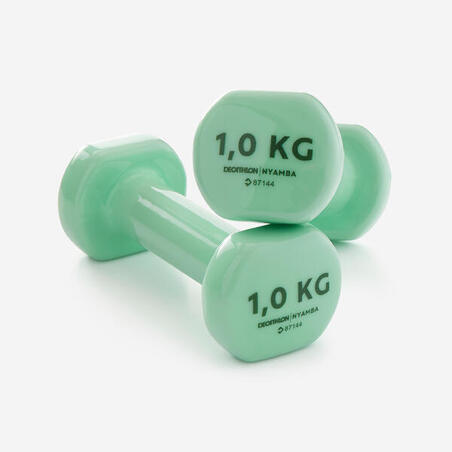 Zelene bučice za fitnes dva komada po 1 kg