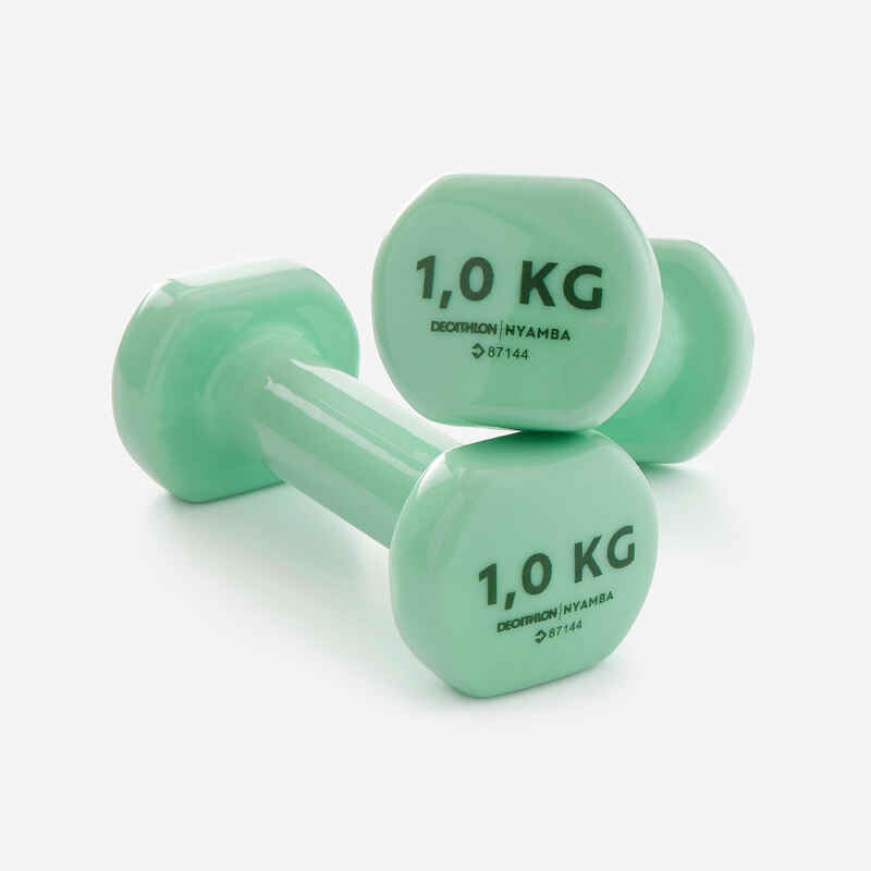 Fitness 1 kg Dumbbells Twin-Pack - Green