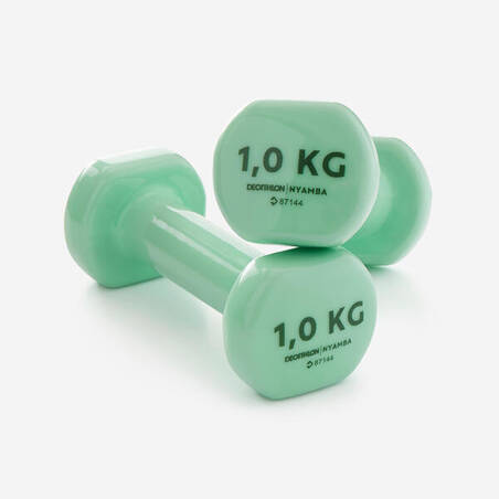 Fitness 1 kg Dumbbells Twin-Pack - Green