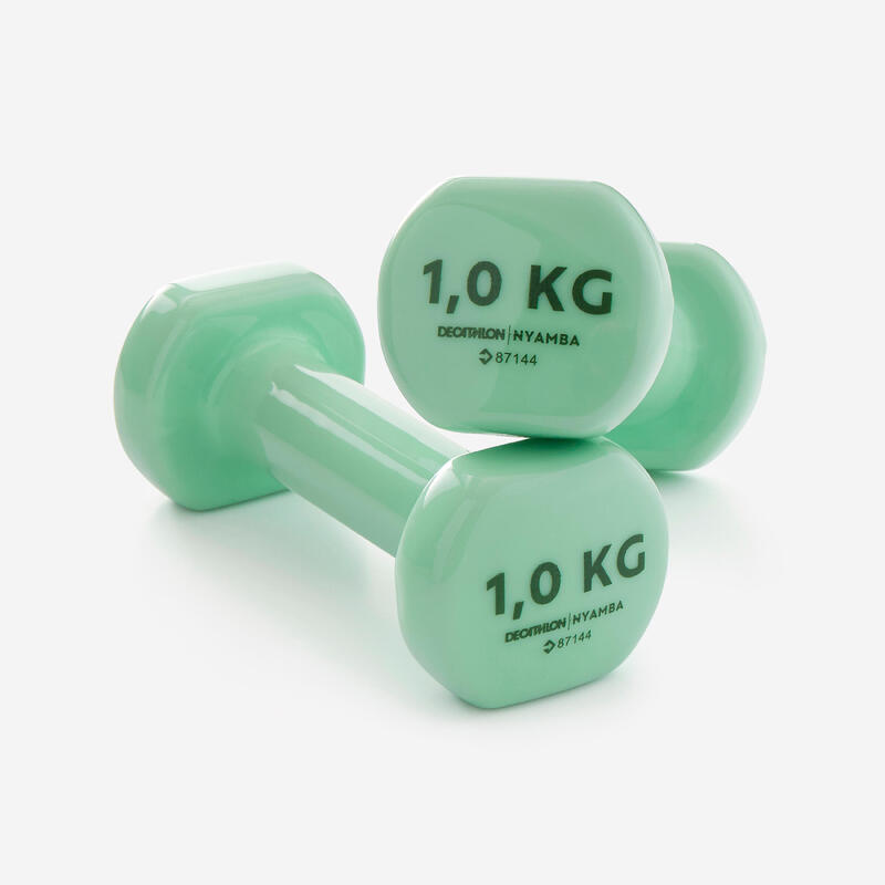 Posilovací fitness činky 1 kg 2 kusy zelené