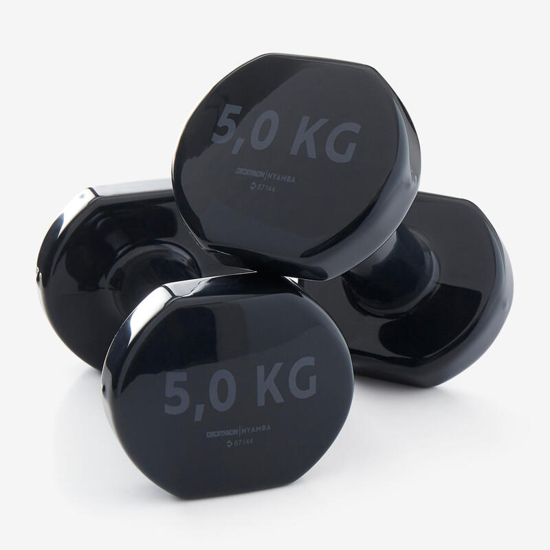 Crne bučice za fitnes (2 komada po 5 kg)