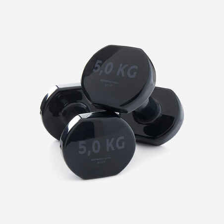 Črni ročki iz PVC-ja za fitnes (5 kg)