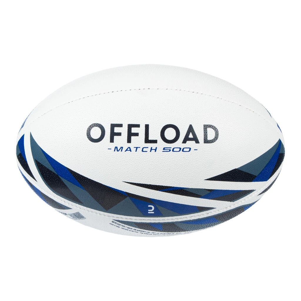 BALÓN DE RUGBY R500 TALLA 5 BLANCO/AZUL