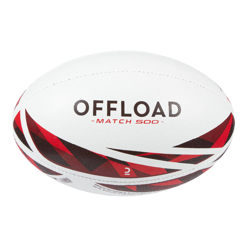 Balón de Rugby Talla 4 - R500 Match Rojo Blanco