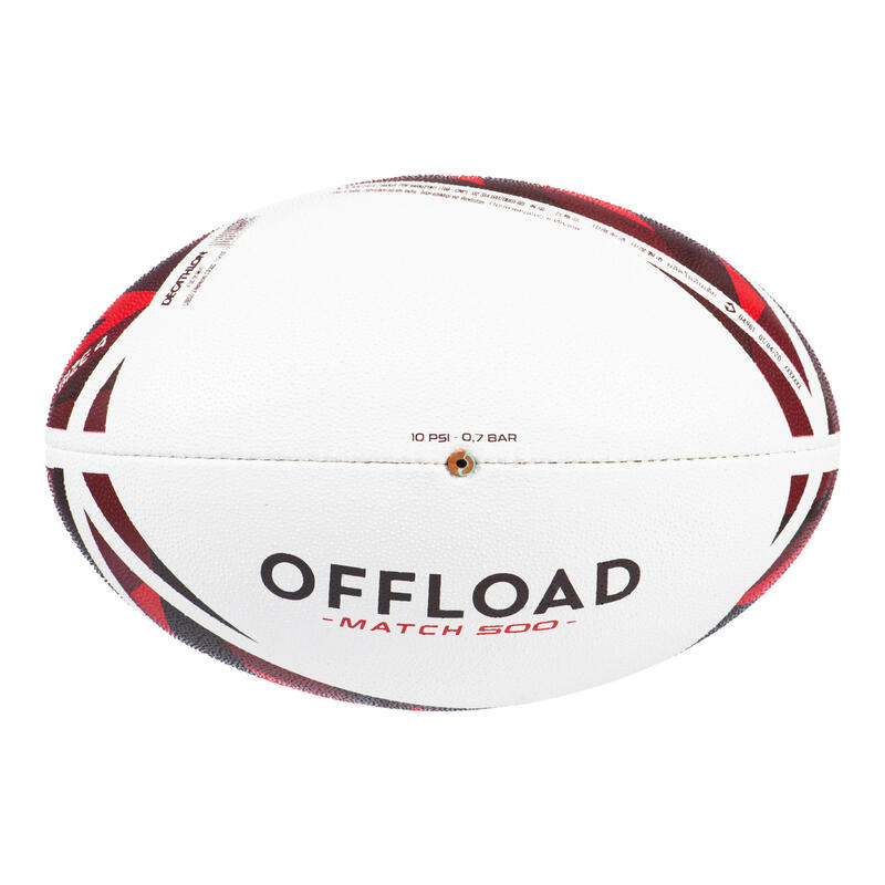 Balón de Rugby Talla 4 - R500 Match Rojo Blanco