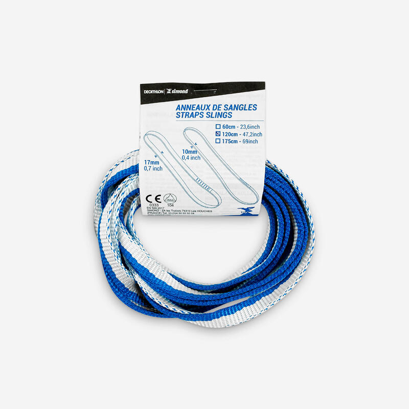 Bandschlinge leicht 10mm × 120cm blau/weiß SIMOND - DECATHLON