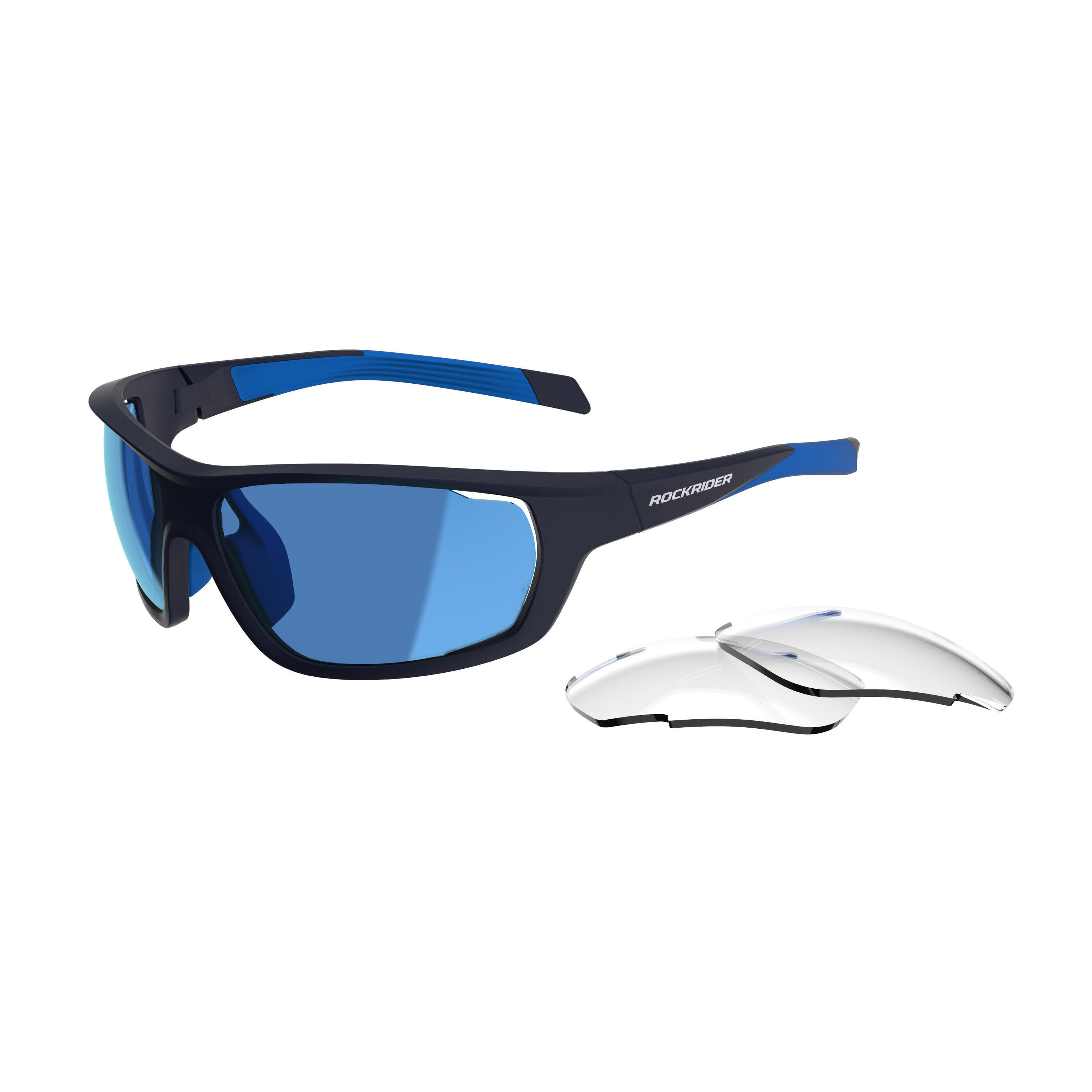 ROCKRIDER Cycling Glasses Perf 100 Pack Interchangeable CAT 0+3 Lenses - Blue