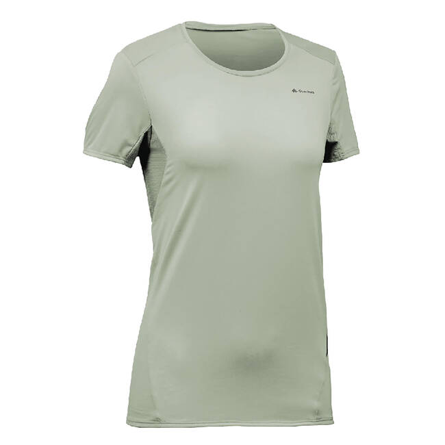 Women Hiking Quick Dry T-Shirt MH100 Sage Green