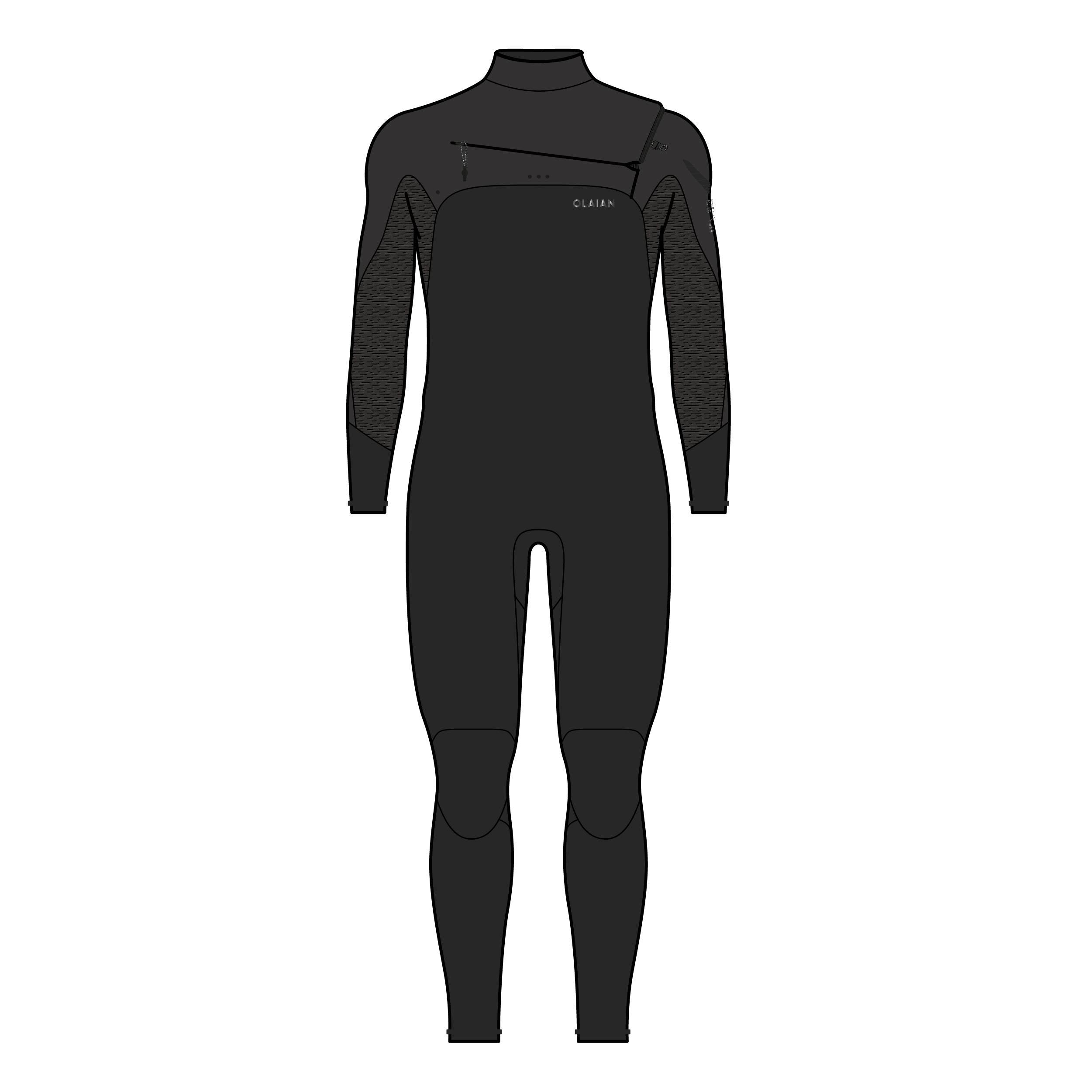 Men's 4/3 mm Neoprene Wetsuit SURF 900 - Black 2/6