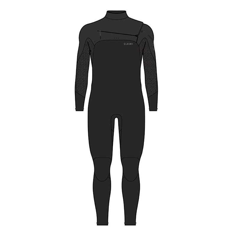 Wetsuit voor surfen heren 900 neopreen 4/3 mm zwart