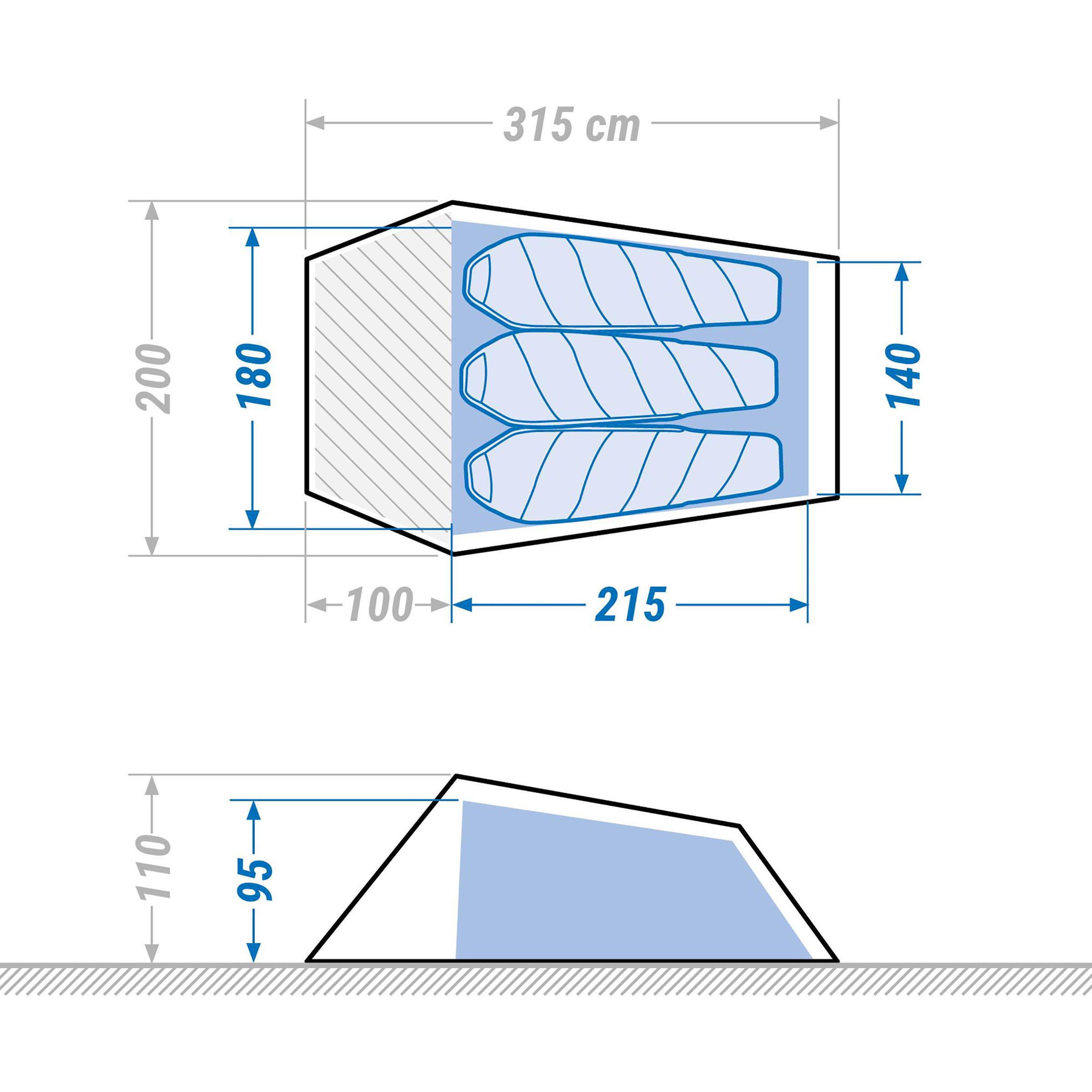 Tunnel Trekking Tent - 3 person - MT900 Ultralight 5/17