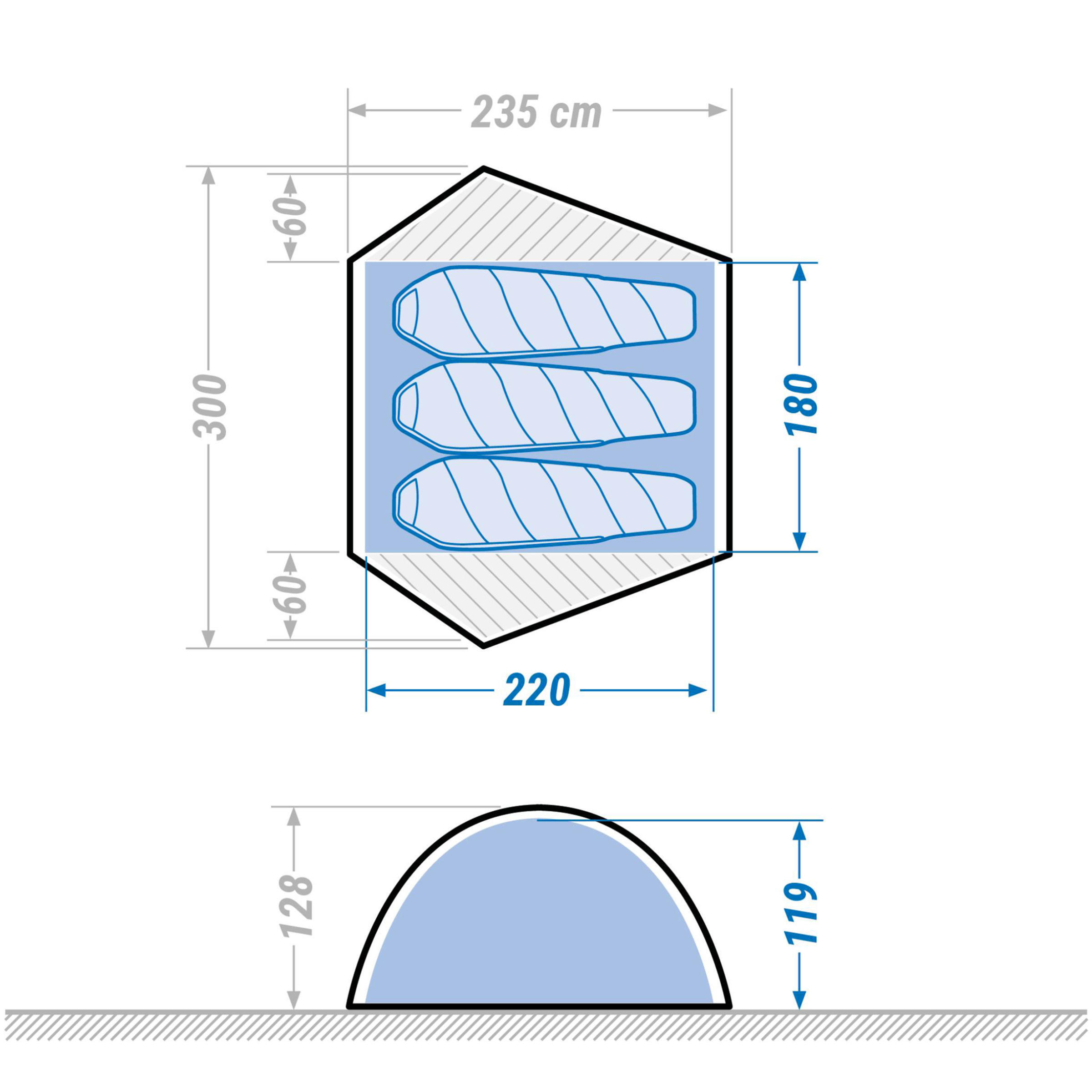 Dome Trekking Tent - 3 person - MT500 5/15