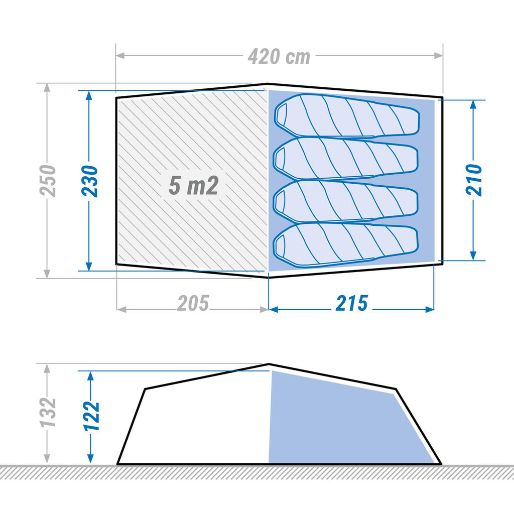 Tunnel trekking tent - 4-person - MT900 