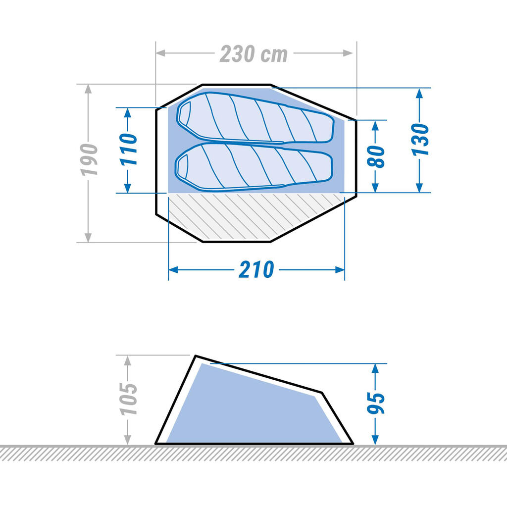 Siv tunelski šotor za dve osebi MT900 ULTRALIGHT