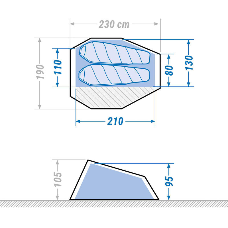 Tenda TUNNEL trekking MT900 ULTRALIGHT grigia | 2 posti