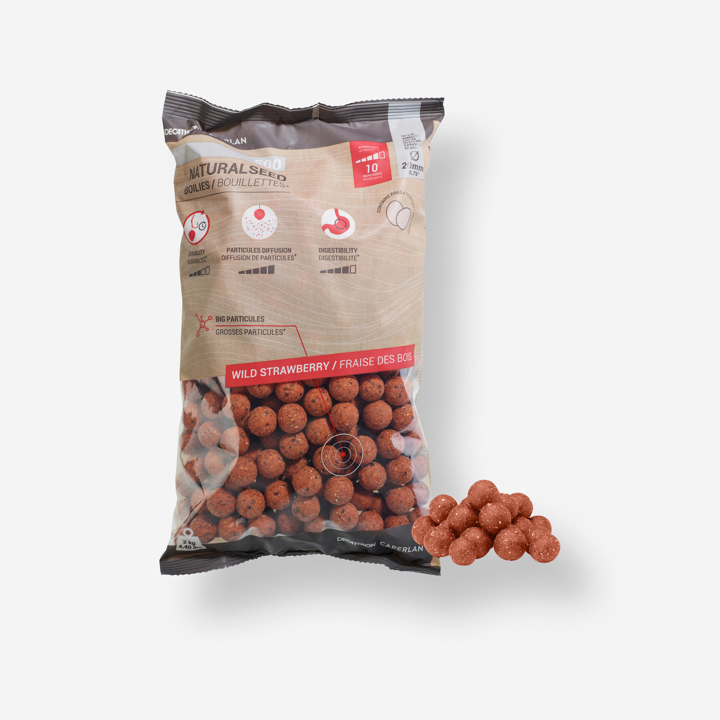 Carp Fishing Boilies NATURALSEED 20 mm 2 kg - Strawberry 1/4