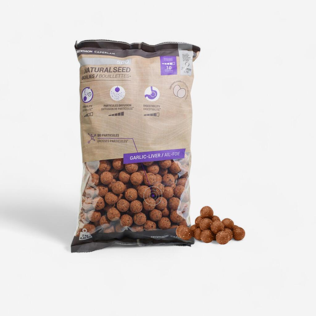 Boiliji za krapolov z okusom česna in jeter NATURALSEED (20 mm, 2 kg)