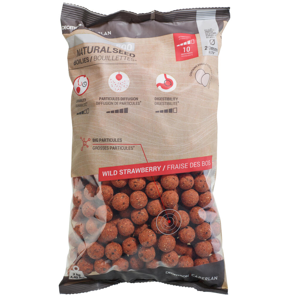 Karpkalade püüdmise pallid NaturalSeed, 20 mm 2 kg, maasikas