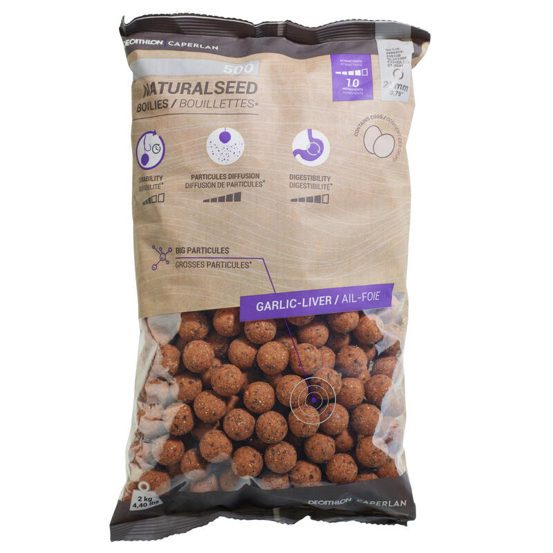 Boiles carp fishing NATURALSEED 20 mm 2 kg aglio-fegato