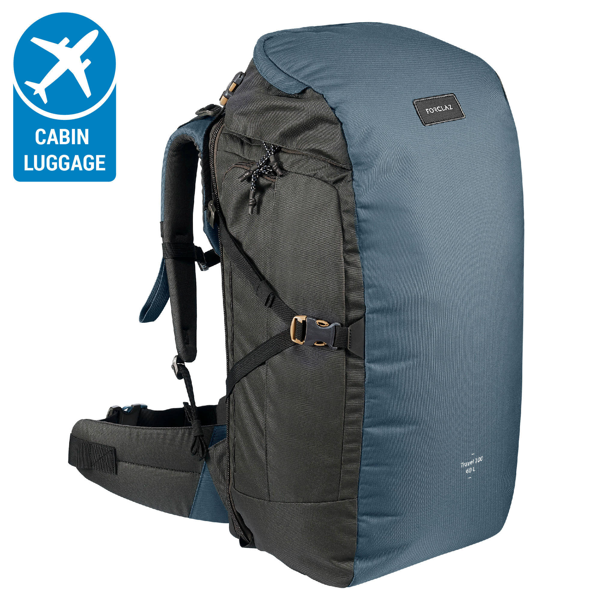 Travel Backpack 40 Liters TRAVEL 100 - Blue -  5