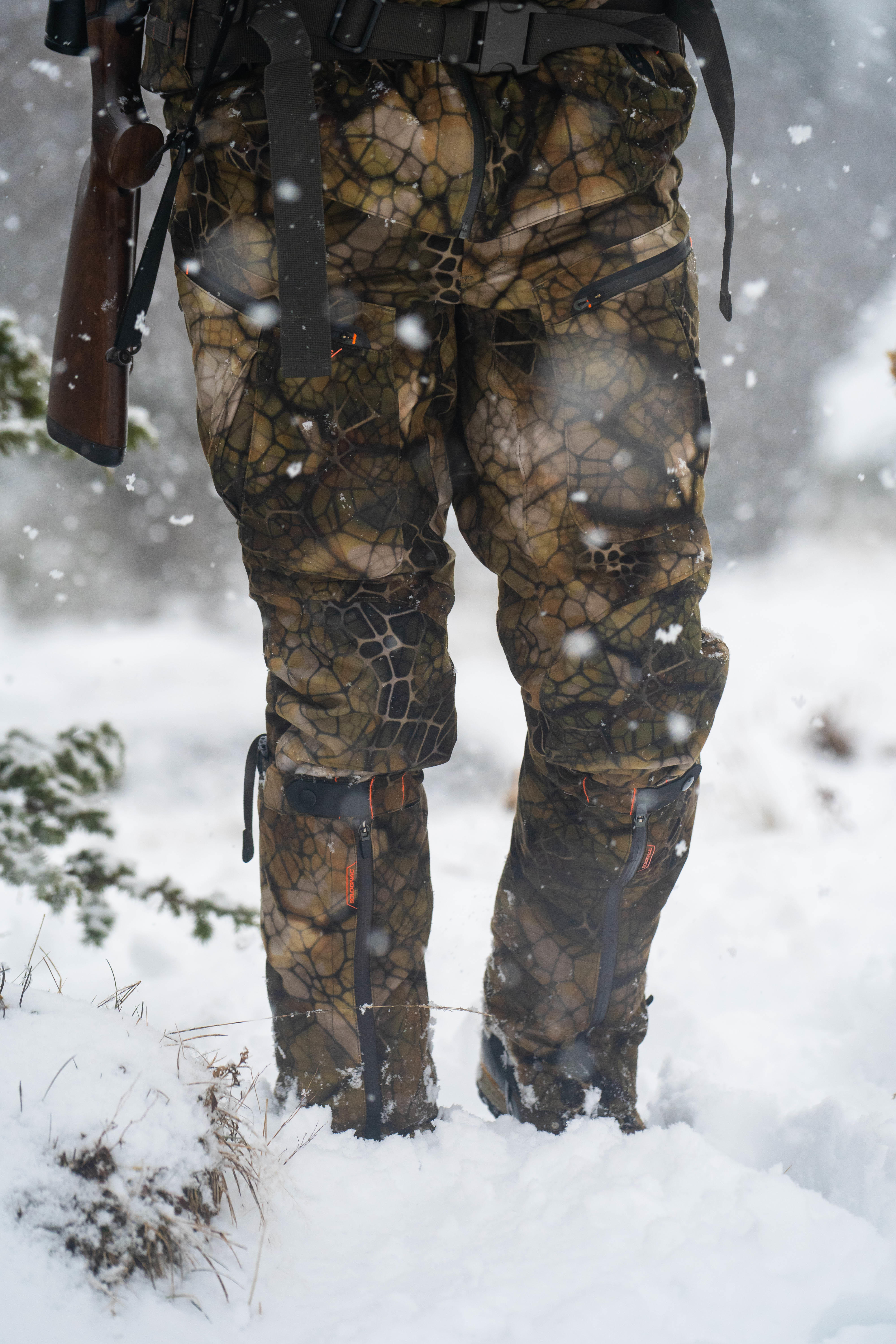 Pantalon chasse Silencieux Imperméable Chaud 900 camouflage FURTIV - SOLOGNAC