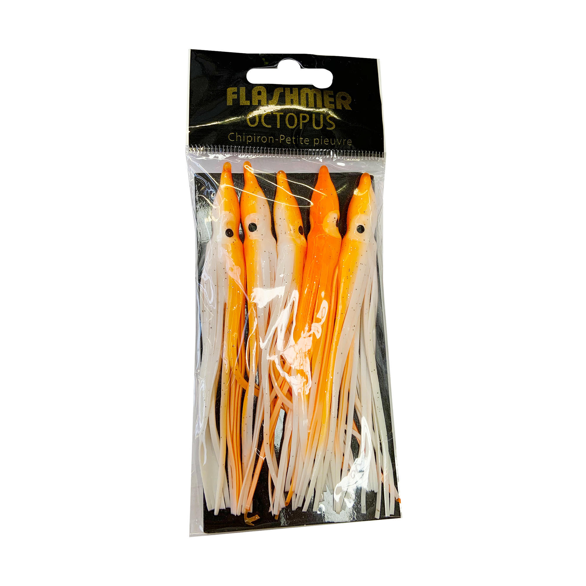 Leurre Octopus 11cm orange x5 pêche en mer - Flashmer