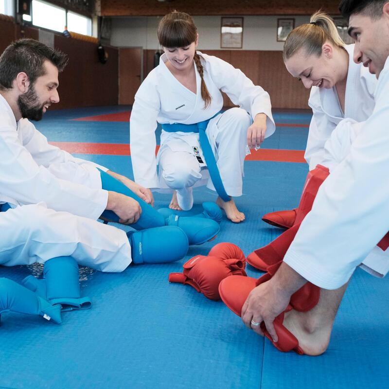 Scheen- en voetbeschermer voor karate 900 blauw