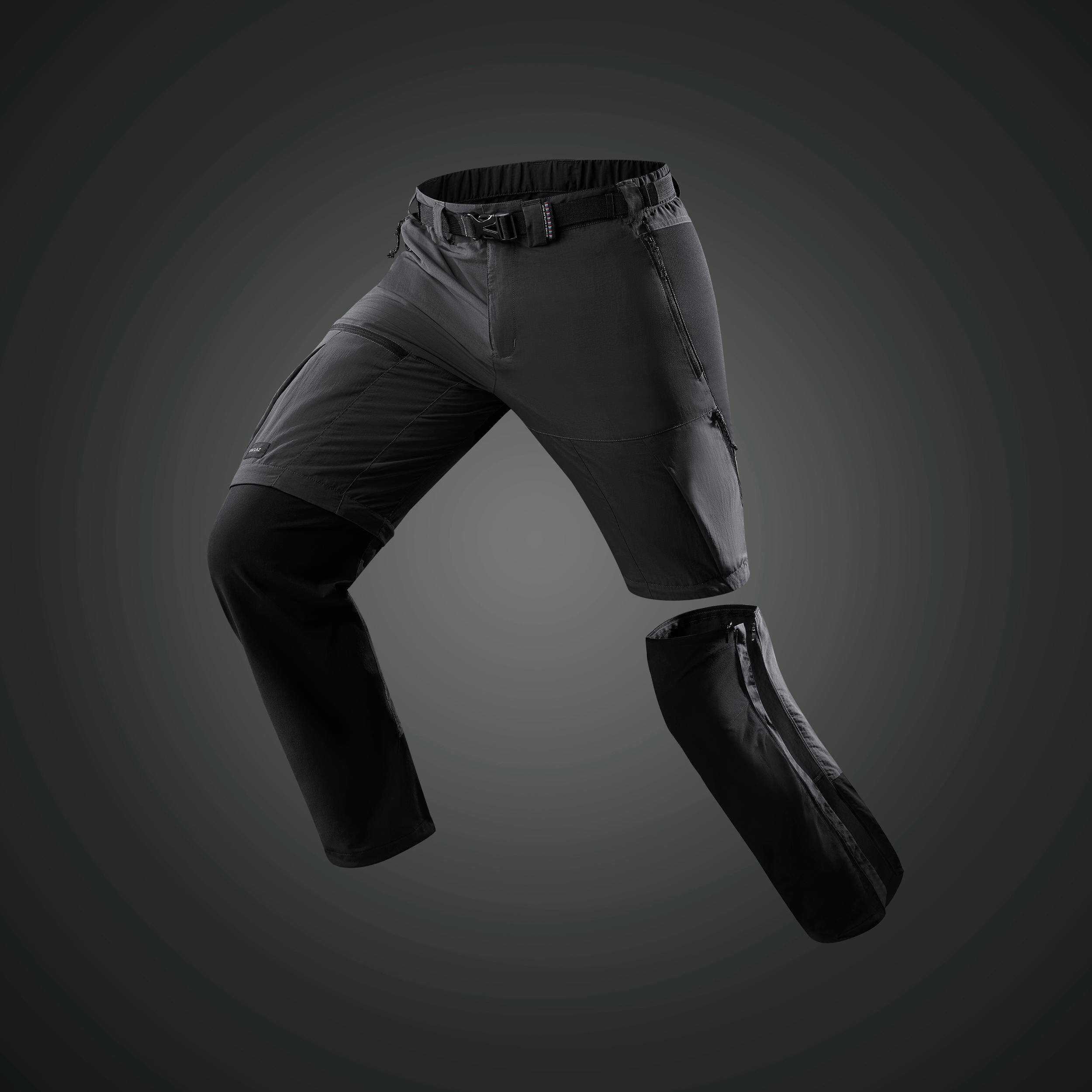 Men's Mountain Trekking Modular Trousers - TREK 500 - Dark Grey -  3