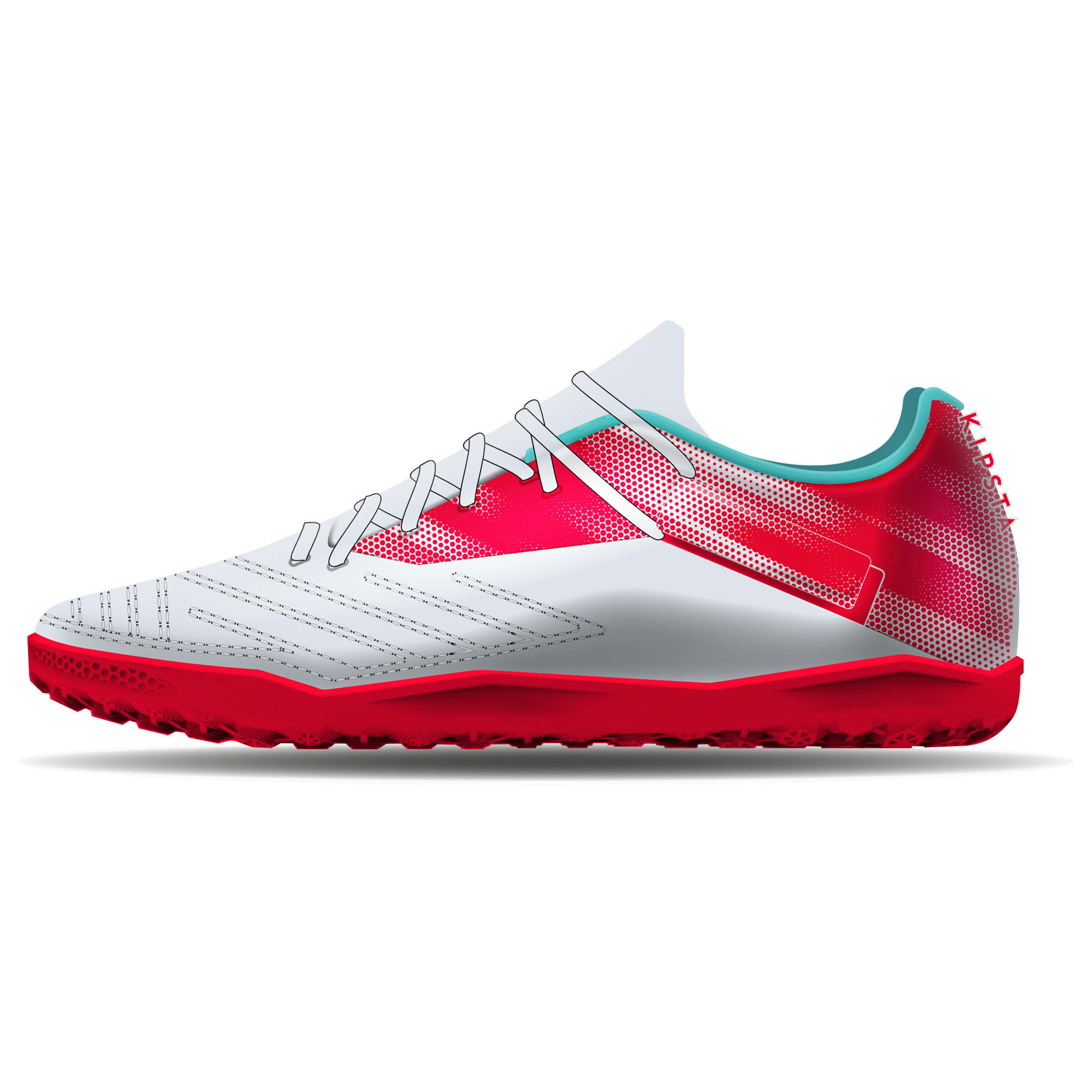 Kids Football Shoes Agility 140 Velcro Turf, Indigo Red