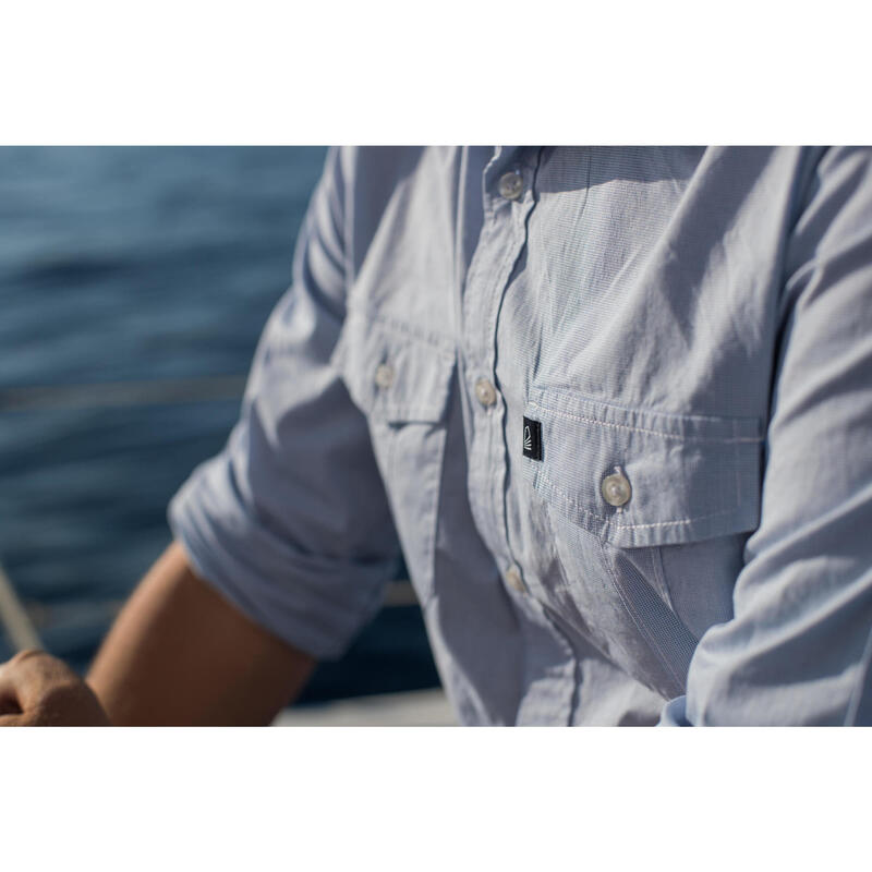 Camisa vela manga larga Hombre Tribord Sailing 100 azul