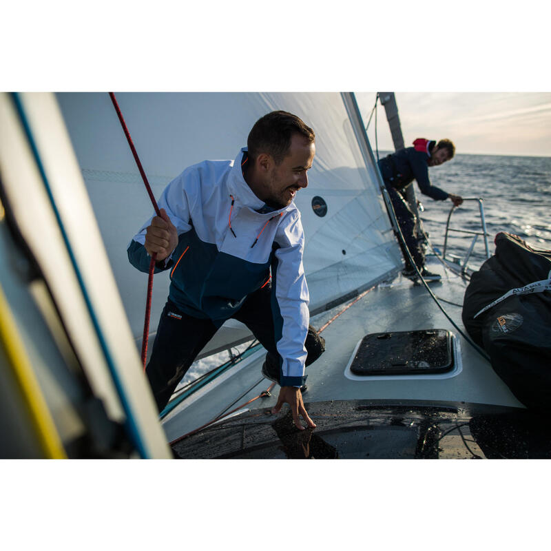 Erkek Su Ve Rüzgar Geçirmez İnce Yelkenli Montu - Mavi / Beyaz - Sailing 300