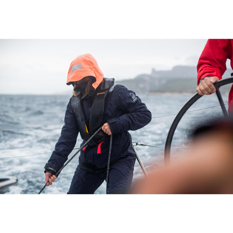 Női kantáros nadrág vitorlázáshoz Sailing 500, vízhatlan, tengerészkék