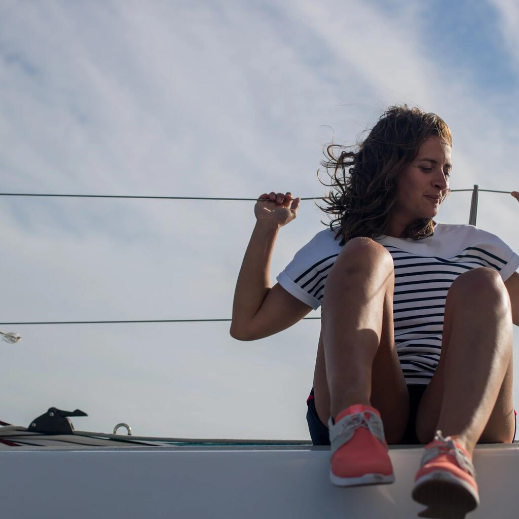 Majica kratkih rukava za jedrenje Sailing 100 ženska - bež-roze
