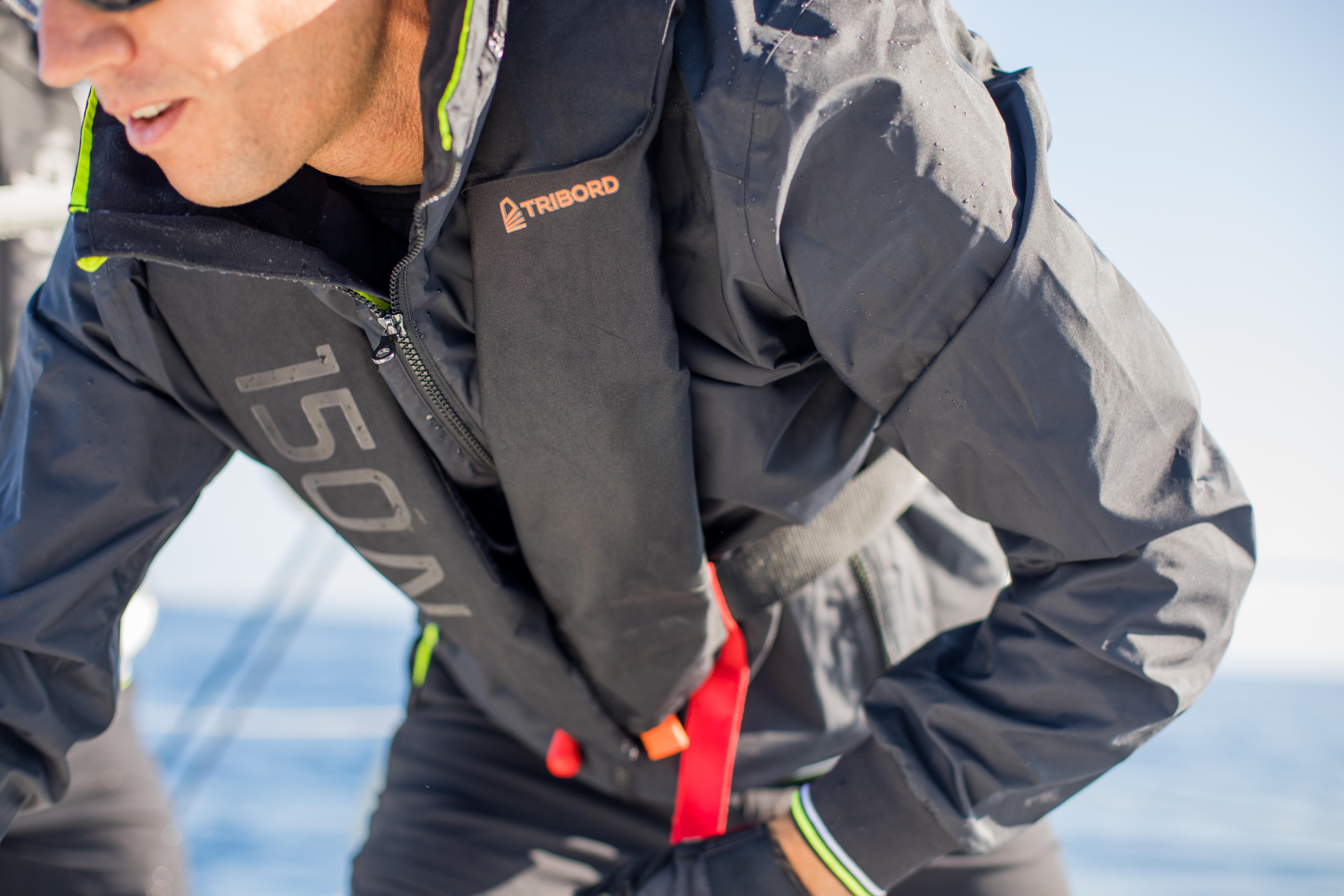 Men's Waterproof Sailing Jacket 100 black Tribord Decathlon