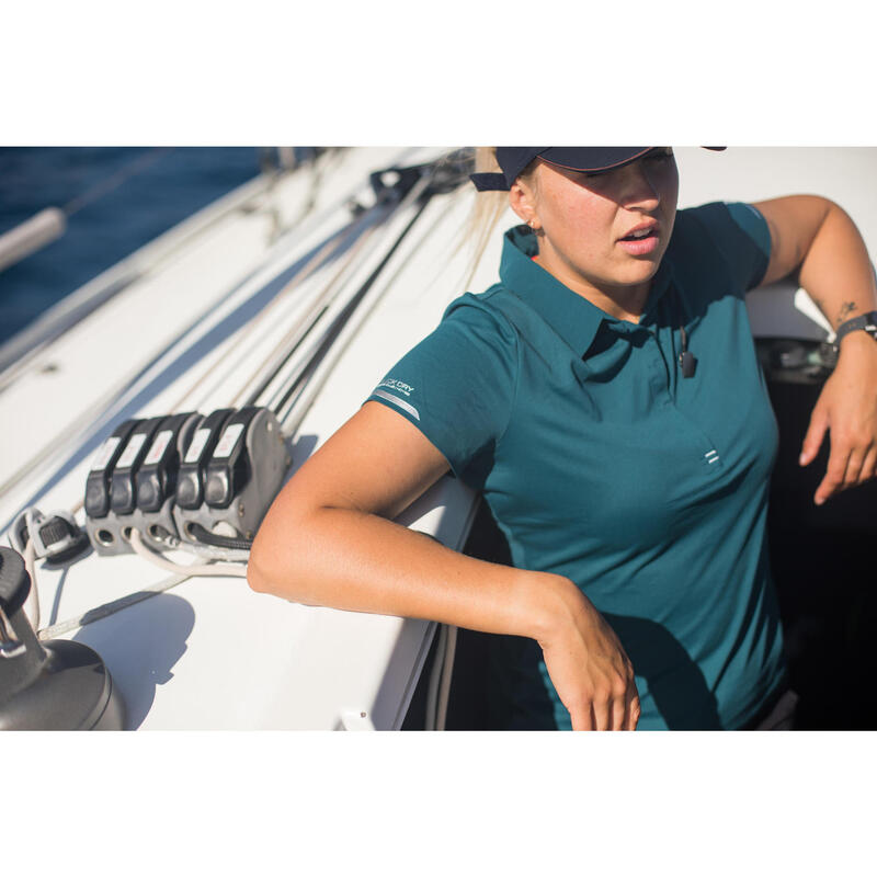 Kadın Yelkenli Kısa Kollu Polo Tişört - Yeşil - Race