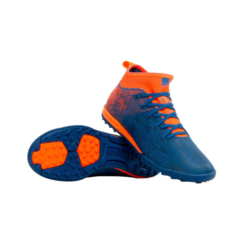 Kids' Hard Pitches Football Boots Agility 900 Turf TF - Blue/Orange