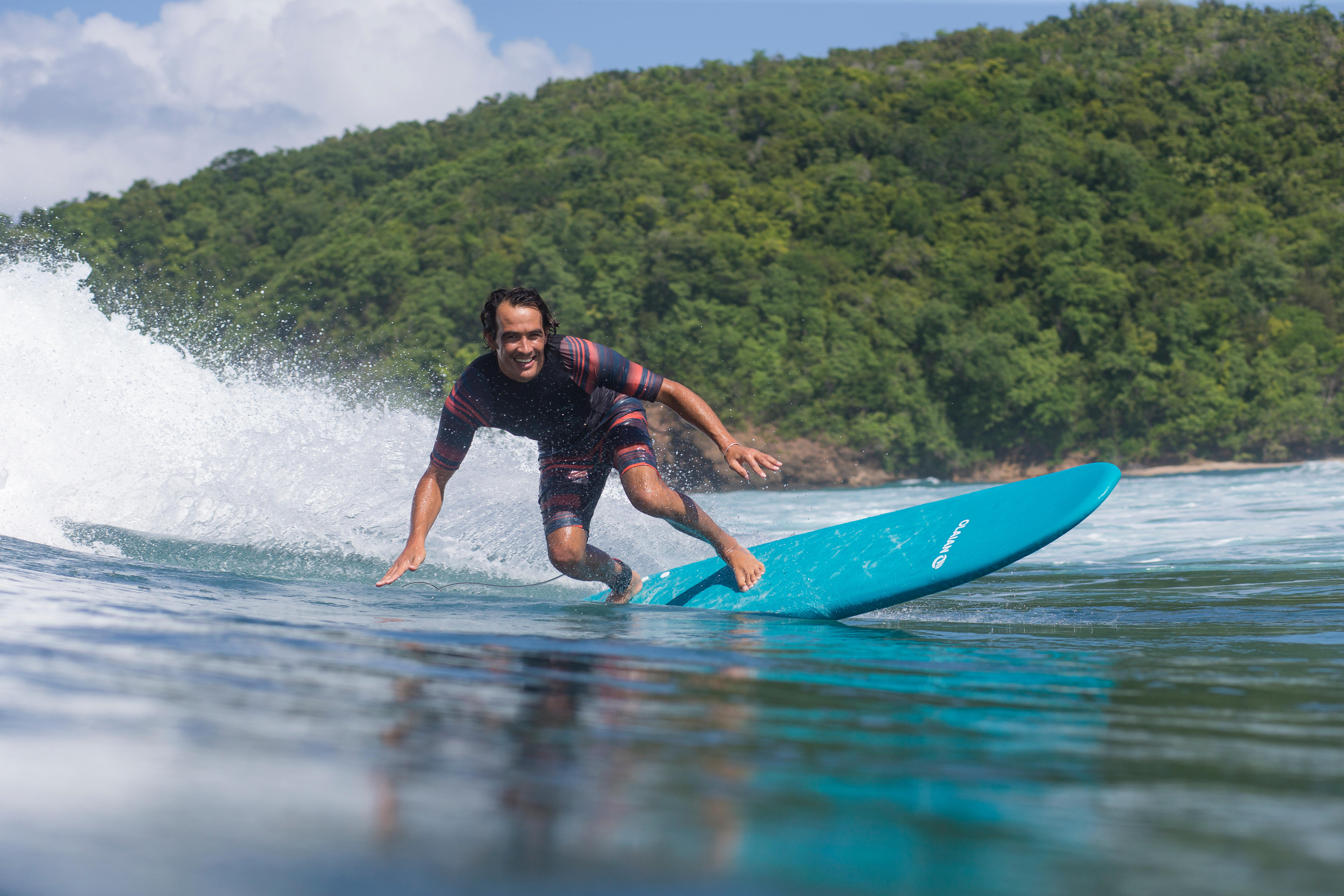 Planche de surf en mousse – 500 Avec attache et 3 ailerons. - OLAIAN