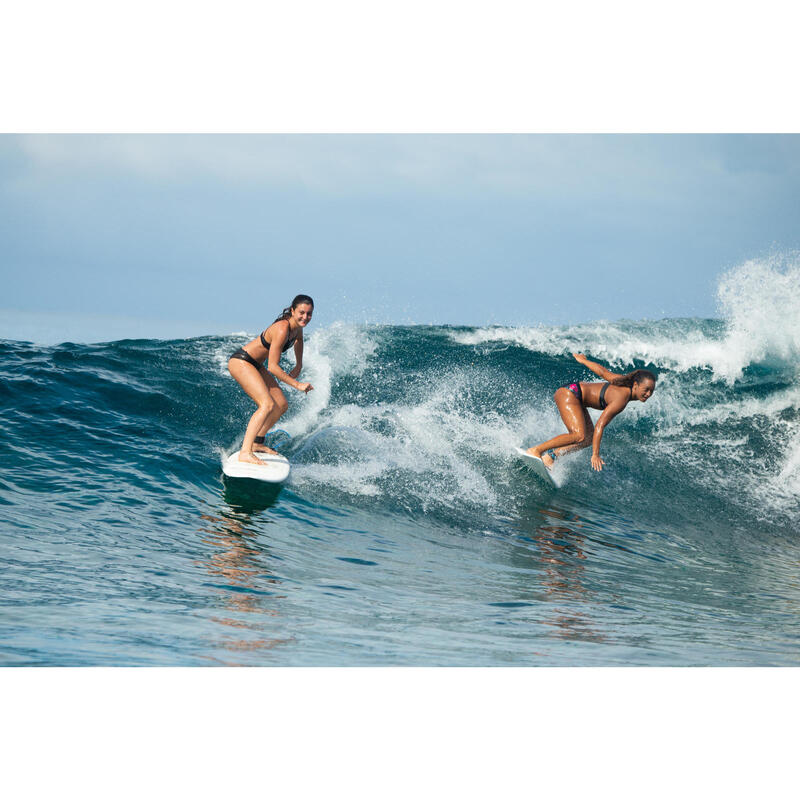 Surfbikinitop voor dames ELISE met dubbele platte rugverstelling ZWART