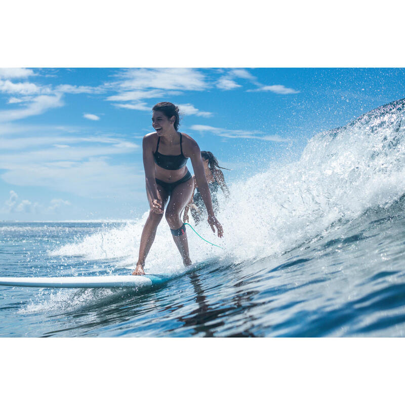 Surfbikinitop voor dames ELISE met dubbele platte rugverstelling ZWART
