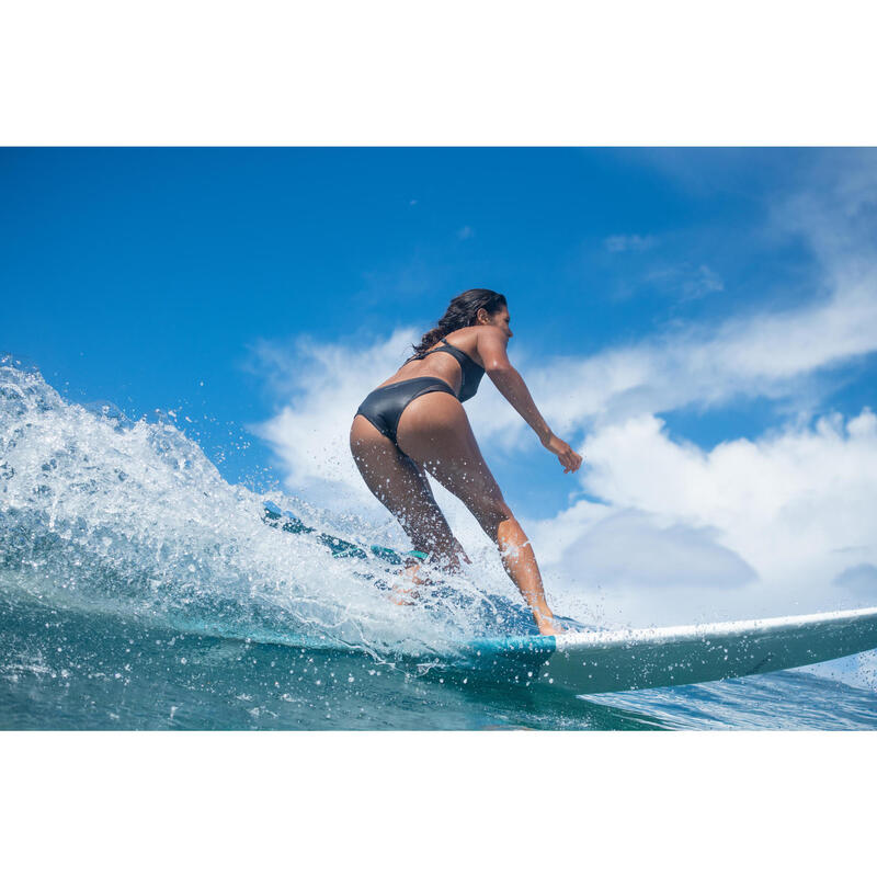 Surfbikinibroekje voor dames SAVANA met opengewerkte details en aantrekkoordje ZWART