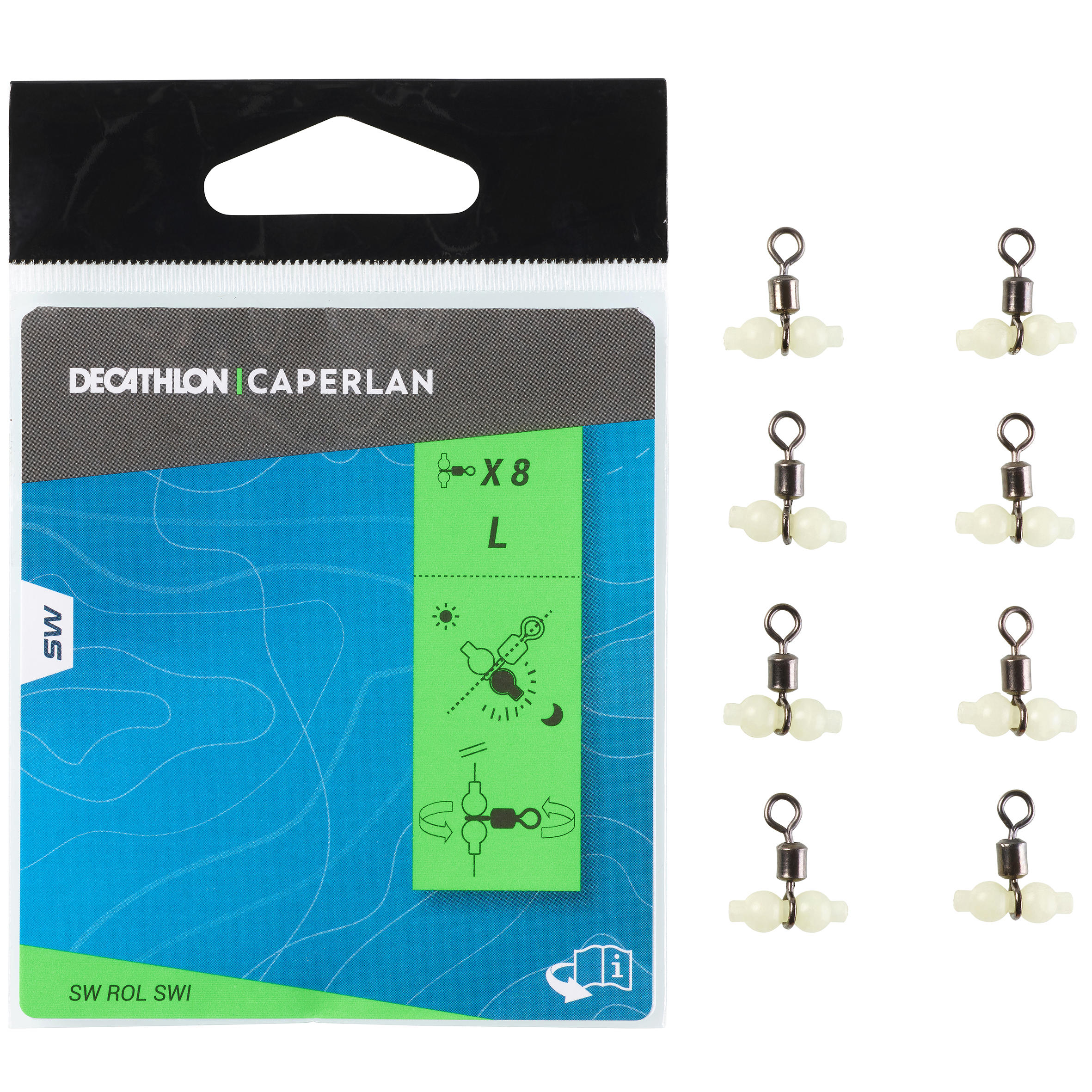 Fishing Surfcasting Pater Roller Swivel Phosphorescent 2/4