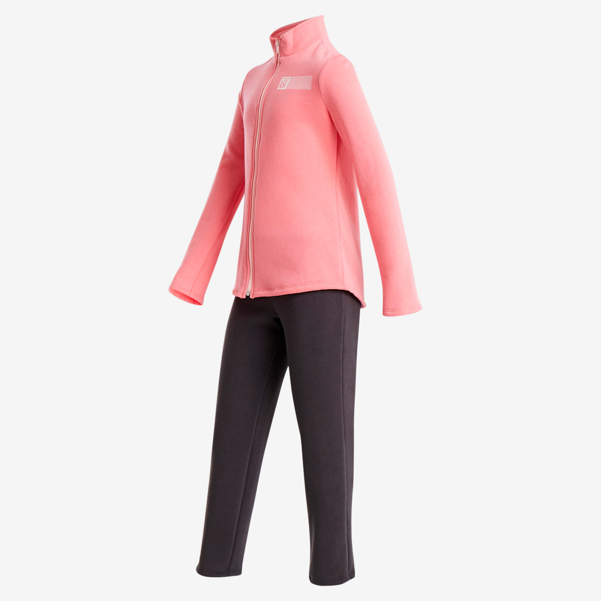 Girls' Warm Zip-Up Gym Tracksuit Warmy 100 - Pink Print 2/6