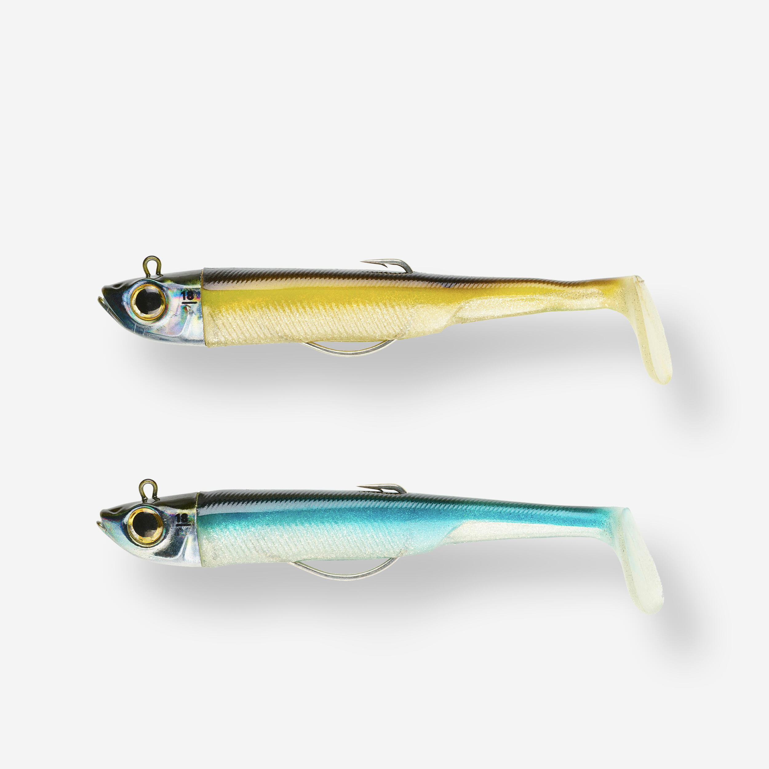 Caperlan - Combo Leurres Souples Shad Texan Anchois Ancho 120 18gr Ayu/bleu Pêche En Mer - Leurre Souple - Peche - Bleu-jaune - Taille Unique - Decathlon