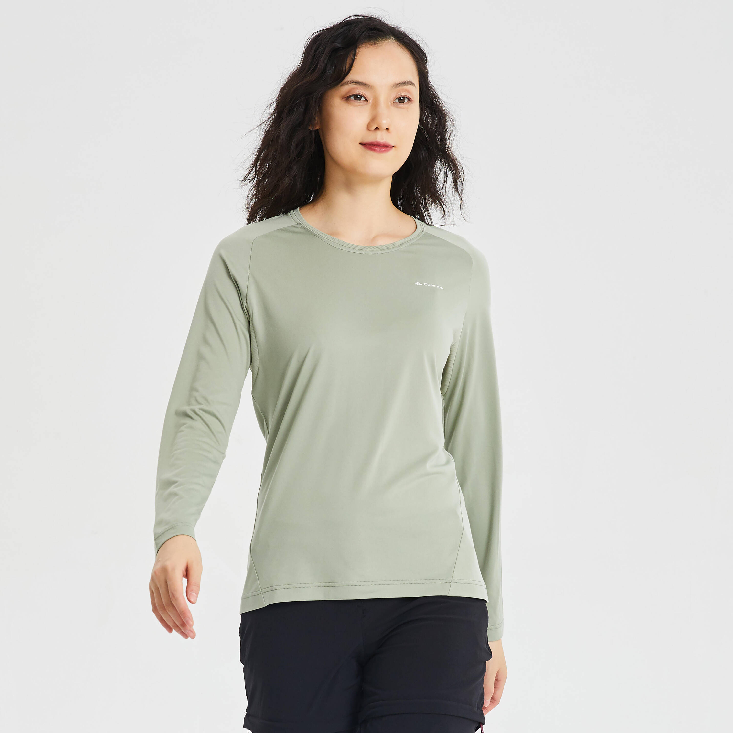 Women’s Long-sleeved Mountain Walking T-shirt MH550 -  1