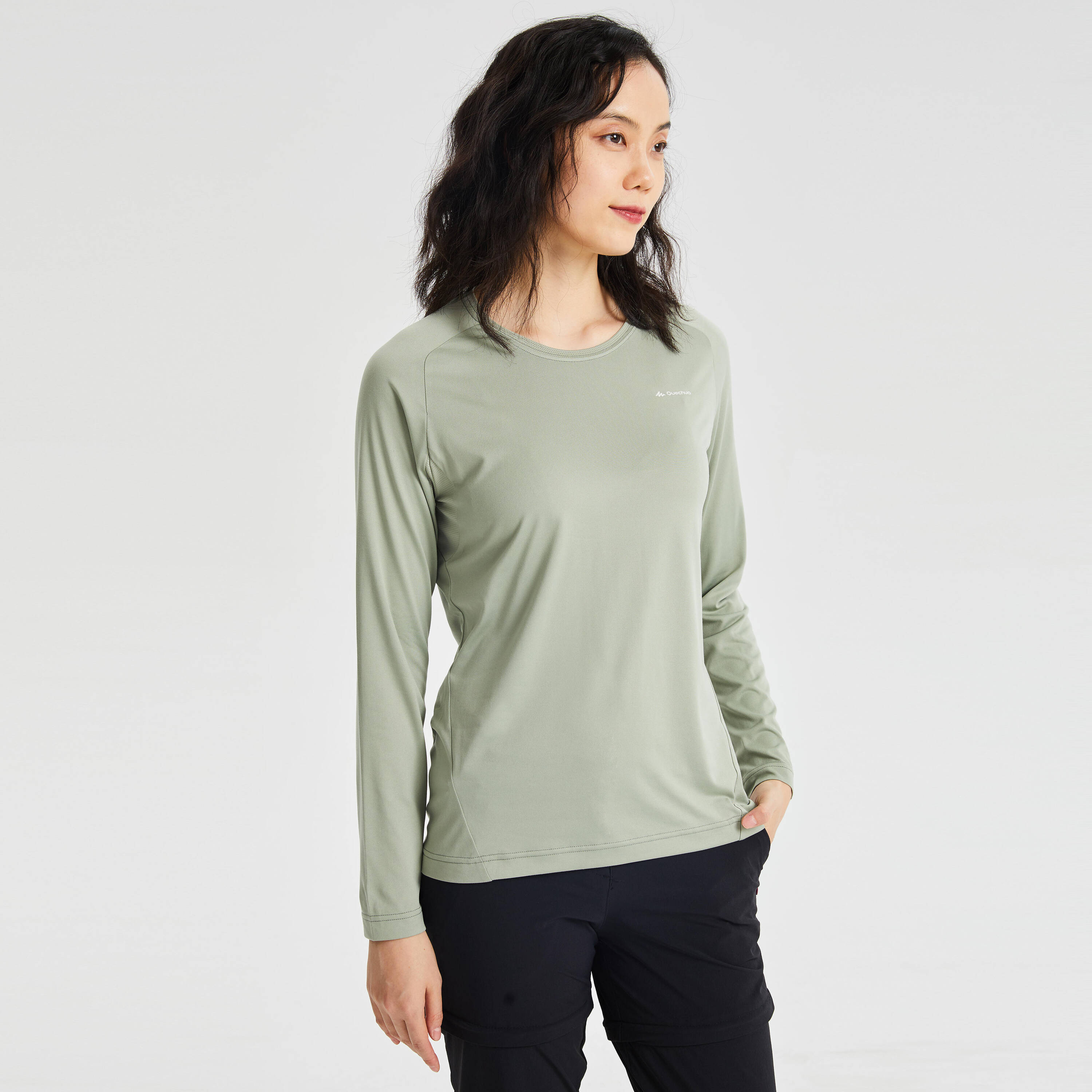 Women’s Long-sleeved Mountain Walking T-shirt MH550 -  3