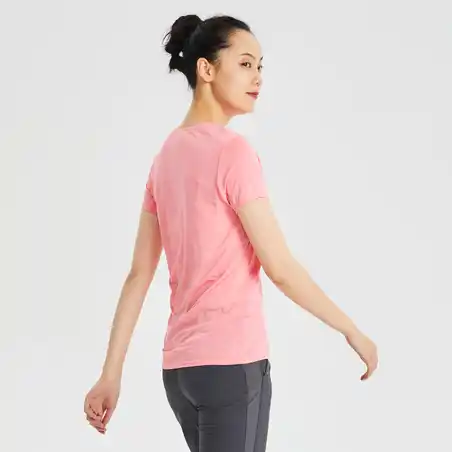 Women's Short-Sleeved Walking T-Shirt - Lychee Pink