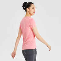 Women's Mountain Walking Short-Sleeved T-Shirt MH100 - Lychee Pink