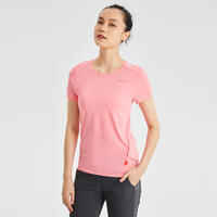 Women's Mountain Walking Short-Sleeved T-Shirt MH100 - Lychee Pink